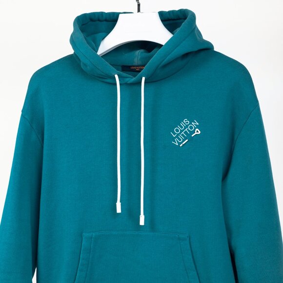 Louis Vuitton Pigeon Blue Embroidered Signature Cotton Hoodie - Picture 4 of 14